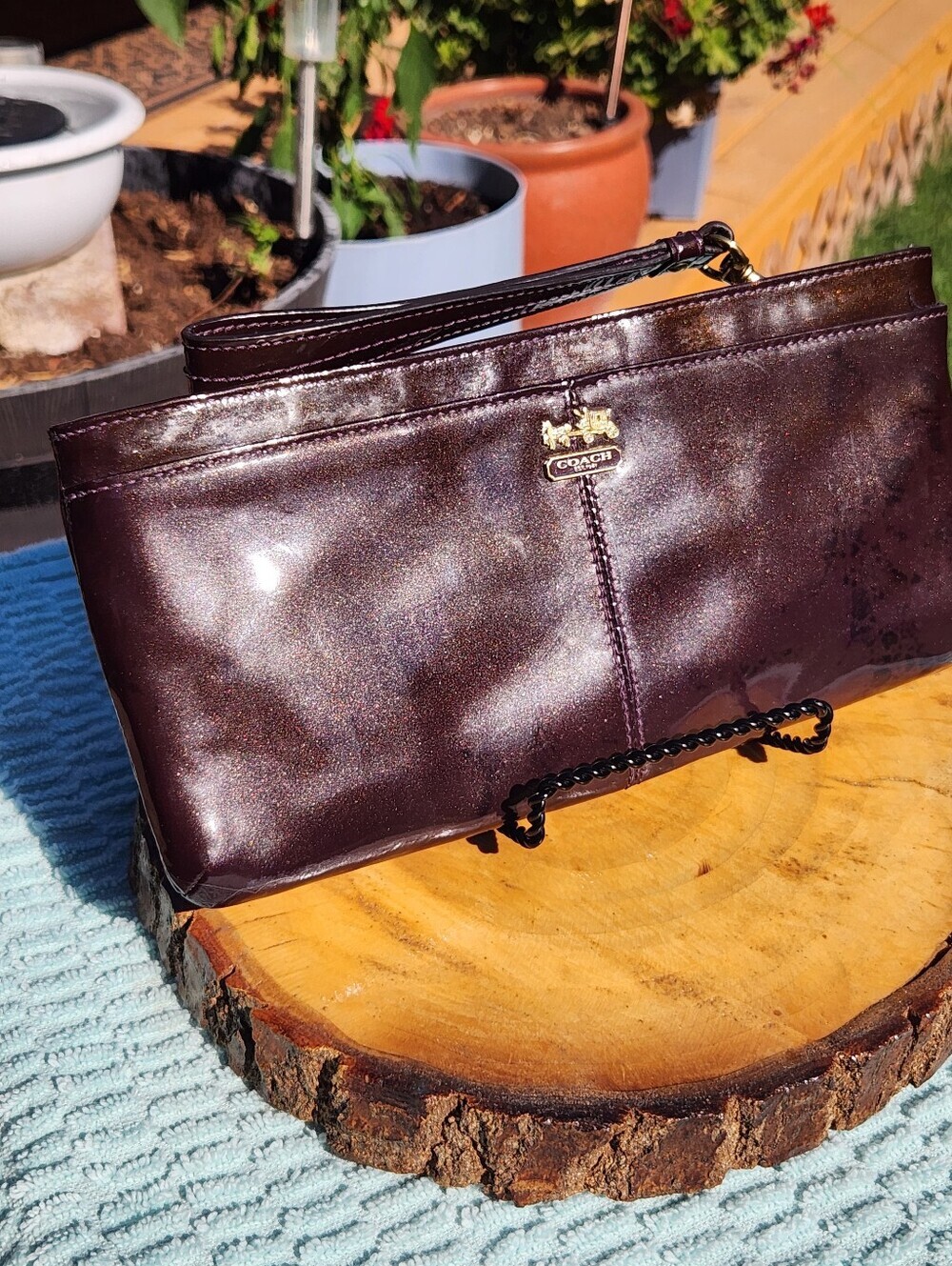 Coach Madison patent leather wristlet pouch